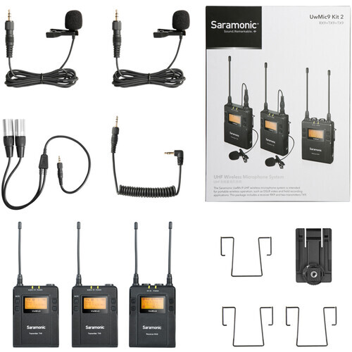 Saramonic UwMic9 (TX9 TX9 RX9) 1 Alıcı 2 Verici Kablosuz Yaka Mikrofonu