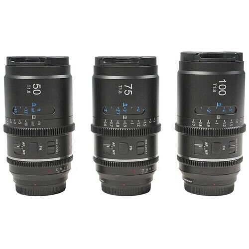 Sirui Astra Series AF T1.8 1.33x Full Frame Blue Flares Anamorphic Sony E Mount 3'lü Lens Kit