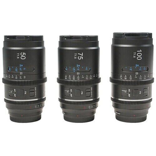 Sirui IronStar Series AF T1.9 1.5x Full Frame Blue Flares Anamorphic Arri PL/Canon EF Mount 3'lü Lens Kit