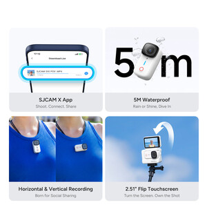 SJCAM S10 4K Cep Tipi Aksiyon Kamerası (128GB, Beyaz) - Thumbnail