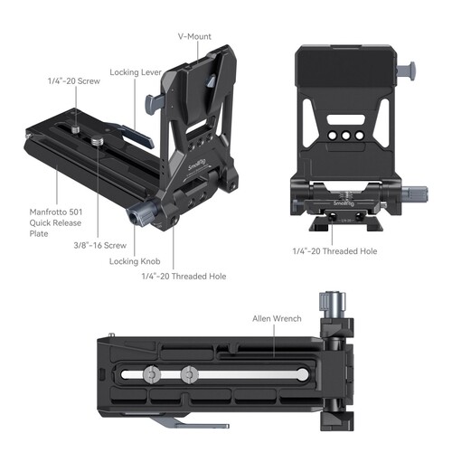 SmallRig 4323 Sony FX6 Canon C70 Sinema Kameraları için V-Mount Pil Montaj Plakası Kiti