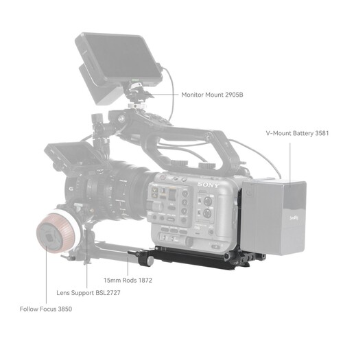 SmallRig 4323 Sony FX6 Canon C70 Sinema Kameraları için V-Mount Pil Montaj Plakası Kiti