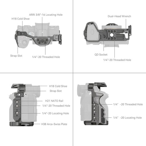 SmallRig 4481 Sony 7R V / 7 IV / 7S III / 1 / 7R IV için HawkLock Hızlı Çıkarma Kafesi