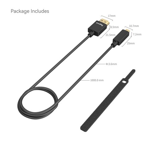 SmallRig 4795 Ultra İnce 4K HDMI Veri Kablosu (D'den A'ya) (100 cm)