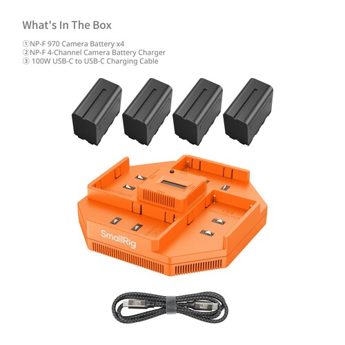 SmallRig 4834 NP-F970 4 Kanallı Kamera Pil Şarj Cihazı ve 4 Pil Takımı
