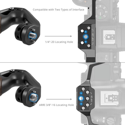 SmallRig 5252 Ahşap Üst Sap, 1/4''-20 ve ARRI 3/8''-16 Konumlandırma Vidası ile Birlikte