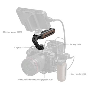 SmallRig 5252 Ahşap Üst Sap, 1/4''-20 ve ARRI 3/8''-16 Konumlandırma Vidası ile Birlikte - Thumbnail