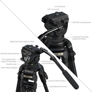 SmallRig 5578 FSD18 FreeSpeed ​​Ağır Hizmet Tipi Karbon Fiber Tripod - Thumbnail