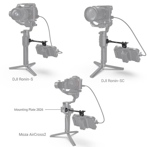 SmallRig 2889 DJI RONIN-S / SC ZHIYUN CRANE 2S / 3 / 3S / WEEBILL-S / MOZA AirCross 2 Gimbalar için Ayarlanabilir Monitör Kolu