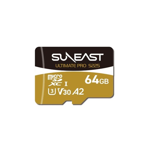 Suneast 64GB 208MB/s Ultimate Pro UHS-I V30 microSDXC Hafıza Kartı (S225 GOLD Series)
