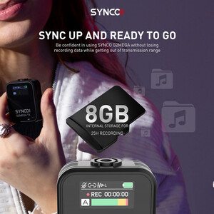 Synco G2(A2) Mega 2 Kişilik Kablosuz Yaka Mikrofon - Thumbnail
