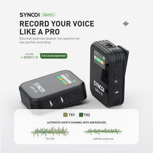 Synco G2(A2) Pro 2 Kişilik Kablosuz Yaka Mikrofon - Thumbnail