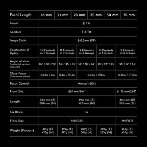 Thypoch Simera-C 35mm T1.5 Full Frame Cine Lens (Sony E) - Thumbnail