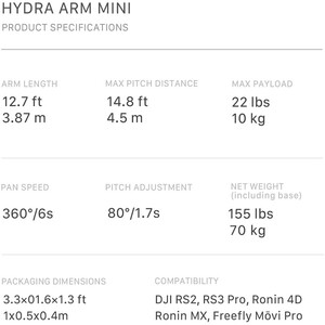 Tilta HDA-T08-A-V Hydra Mini Car Jimmy Jib (pro kit) - Thumbnail