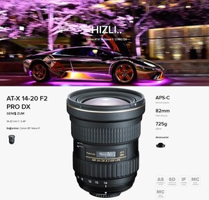 Tokina AT-X 14-20mm f/2 PRO DX Lens (Nikon F) - Thumbnail