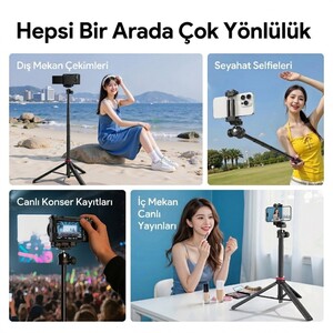 Ulanzi MT-44 149cm 2si 1 Arada Hızlı Açılır Selfie Çubuğu Tripod Telefon Kamera Uyumlu - 2502E - Thumbnail