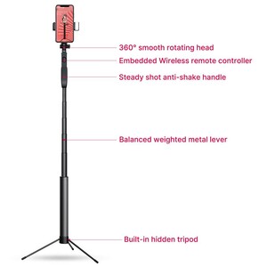 Ulanzi MT-53 El Sarsıntı Önleyici Bluetooth Tripod Selfie Çubuğu - Thumbnail