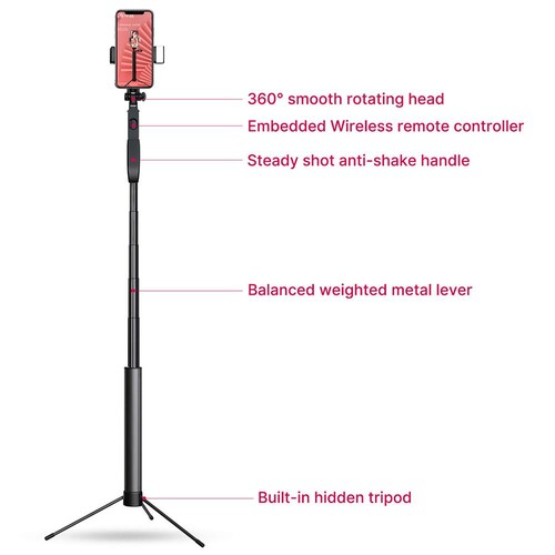 Ulanzi MT-53 El Sarsıntı Önleyici Bluetooth Tripod Selfie Çubuğu