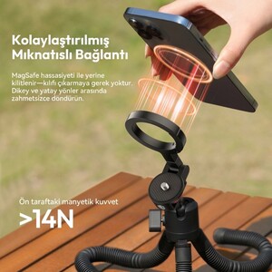 Ulanzi MT30 Telefon ve Kamera Uyumlu Manyetik Esnek Tripod - T176 - Thumbnail