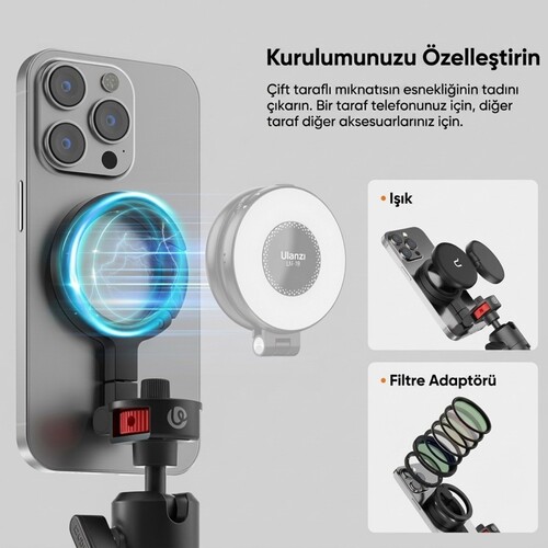 Ulanzi MT30 Telefon ve Kamera Uyumlu Manyetik Esnek Tripod - T176
