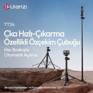 Ulanzi TT24 CKA 146cm Selfie Stick Tripod Kamera ve Telefon Uyumlu - S044A - Thumbnail