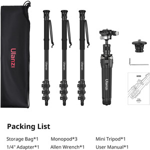 Ulanzi TT35 Carbon Fiber Yürüyüş Çubuğu Tripod Seti - Thumbnail