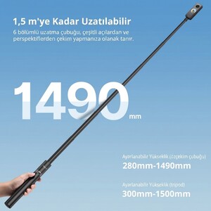 Ulanzi TT52 1.5m Aksiyon Kamera Uyumlu Hızlı Açılabilir Tripod - T090GBB3 - Thumbnail