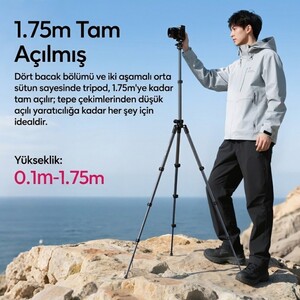 Ulanzi TT59 Yatay Kollu Profesyonel Kamera Tripodu Üstten Çekim Standı - T146 - Thumbnail