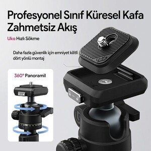 Ulanzi TT59 Yatay Kollu Profesyonel Kamera Tripodu Üstten Çekim Standı - T146 - Thumbnail