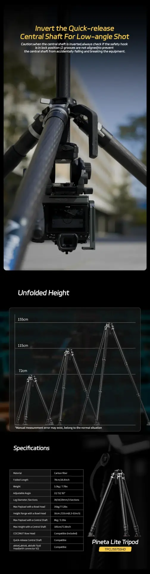 YC Onion Pineta Lite & CB7 Cedar Fluid Head Karbon Fiber Tripod Kit - Thumbnail