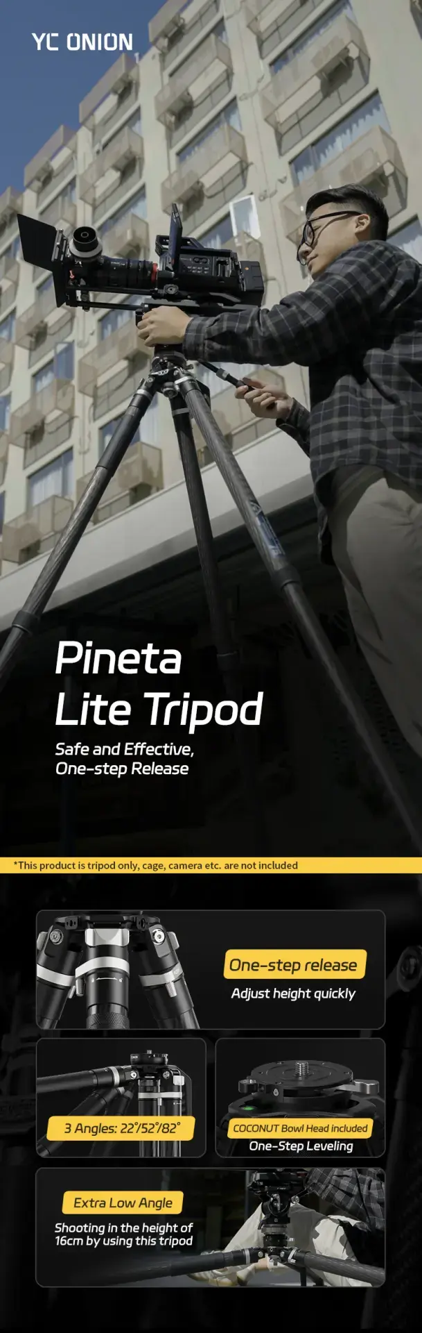 YC Onion Pineta Lite & CB7 Cedar & Ground-Spreader Karbon Fiber Tripod Kit - Thumbnail
