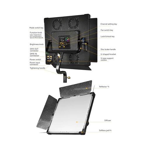 Yongnuo P360 Pro Max 2000-10000K DMX Kontrollü 360W RGB Pro LED Video Işığı