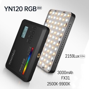 Yongnuo YN120 RGB 2500-9900K Dahili Bataryalı Mobil Vlog LED Işık - Thumbnail