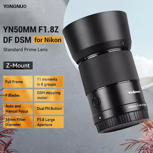 Yongnuo YN50mm f/1.8Z DF DSM Full Frame Nikon Z Mount Uyumlu Otofokus Prime Lens
