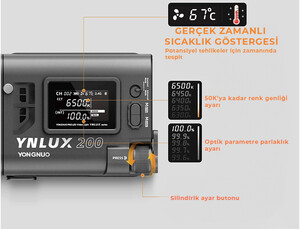 Yongnuo YNLUX200 2700-6500K 200W COB Led Işık (Gri) - Thumbnail