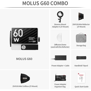 Zhiyun MOLUS G60 Bi-Color Mini/Pocket COB Monolight / Combo Kit - Thumbnail