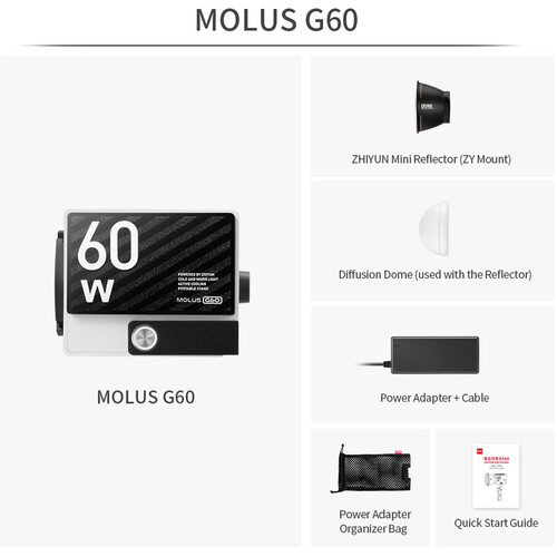 Zhiyun MOLUS G60 Bi-Color Mini/Pocket COB Monolight / Standart Kit