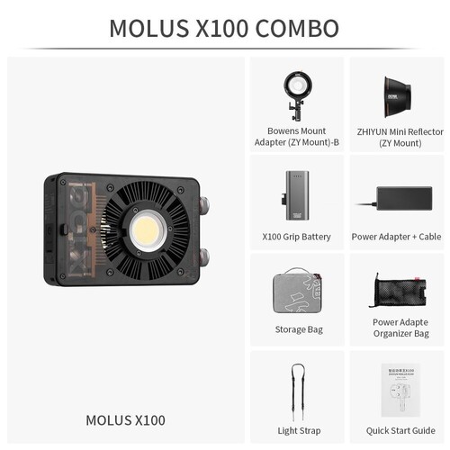 Zhiyun MOLUS X100 Bi-Color Pocket COB Monolight / Combo Kit